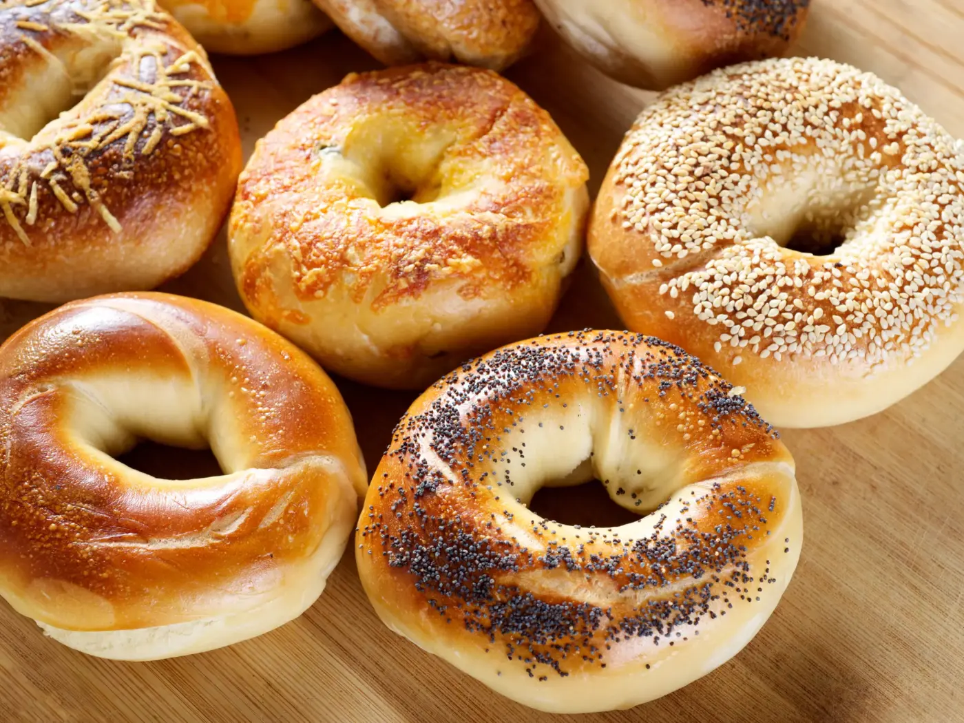 Poppy seed, sesame and plain bagels