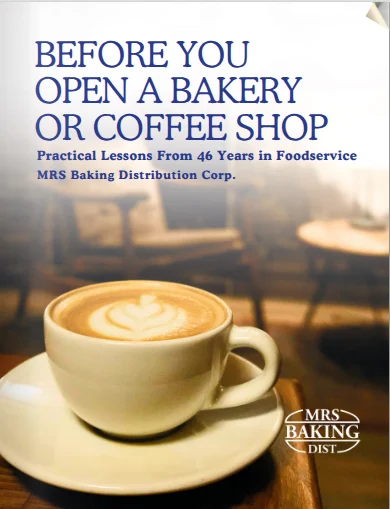 Cover of the guide Before You Open a Bakery or Coffee Shop, a latte on a cafe table